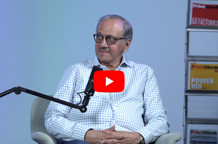 Ramesh Kejriwal, top-ranked PrintWeek Power 100 industry leader, participating in a rapid-fire Q&A session at The PrintWeek Studio discussing his experiences in the print and packaging sector