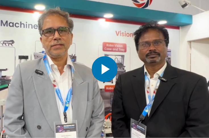 Demonstration of V-Vab Vision Technologies customised packaging and printing inspection systems, including camera-based vision systems, folder-gluer retrofits, and Robo Vision automation solutions