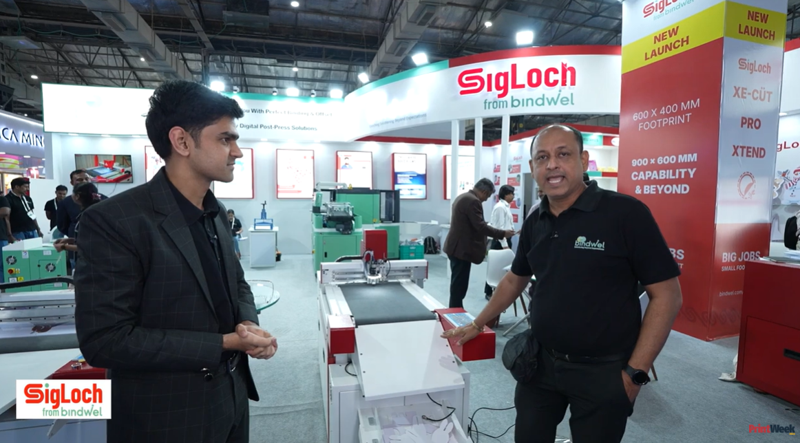 Associate editor Abhay Avadhani tours the Sigloch Bindwel Technologies stall with the Bindwel team at Pamex 2026, presenting machines, solutions, and real-world printing applications featured in The Technology of Things episode