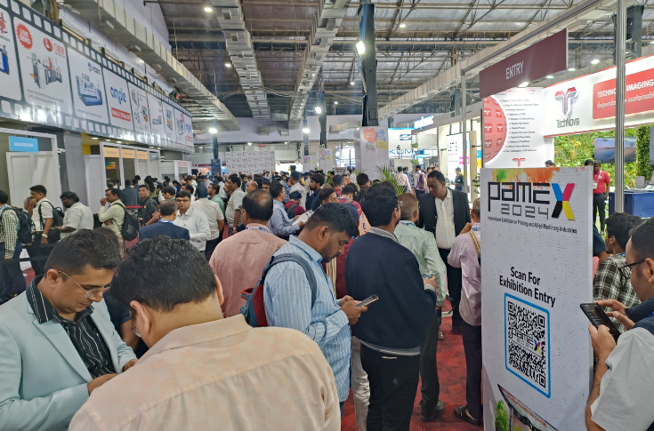 Day One crowd and machinery displays at Pamex 2024 printing and packaging exhibition