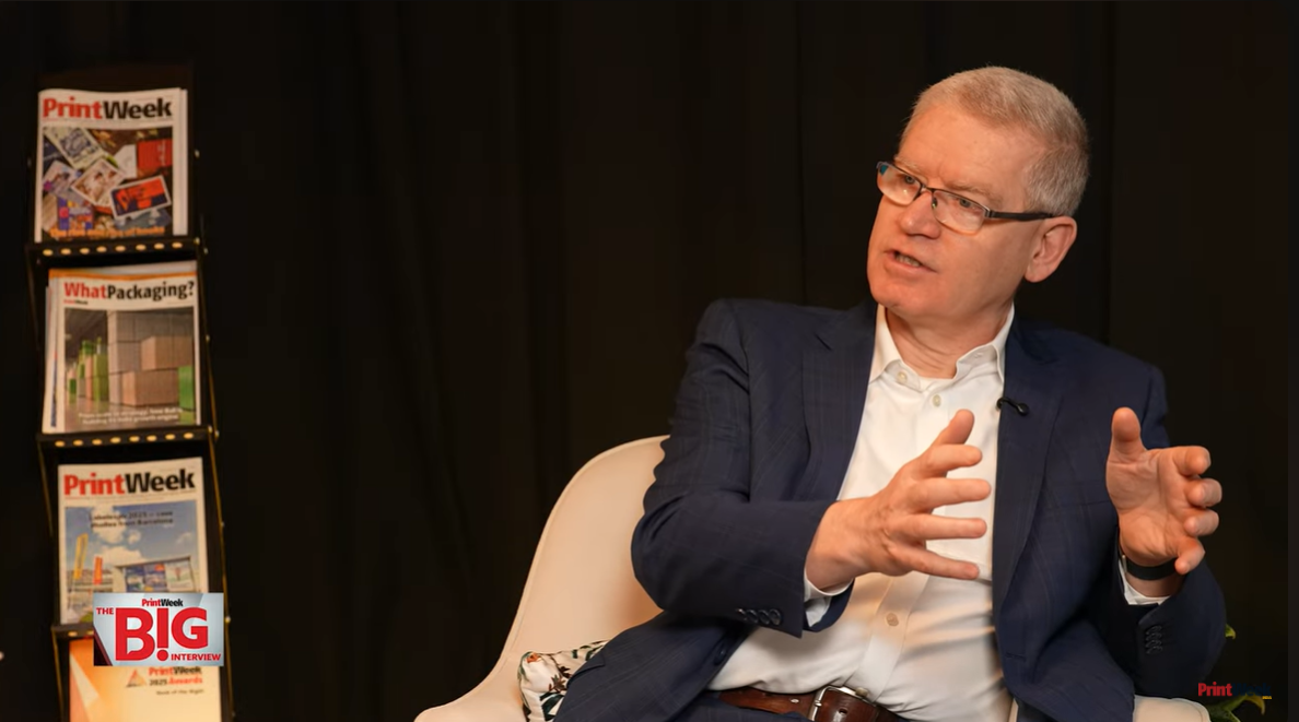 Miraclon CEO Chris Payne in conversation with Ramu Ramanathan, editor of PrintWeek and WhatPackaging, discussing modern flexographic printing, global market trends, sustainability, and innovations like the Flexcel Prime plate for packaging applications